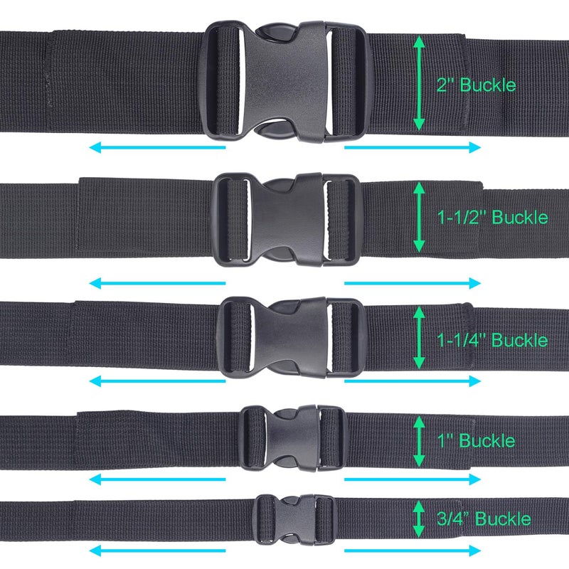 CooBigo 10 Pack Plastic 3/4" Side Release Buckle Dual Adjustable Outdoor Camping Tactical Backpack Belt Strap Webbing Bag Hardware Accessories 3/4" Dual Release Buckles Black - Image 3